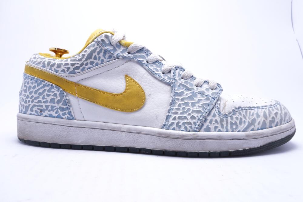 Nike Air Jordan 1 Low Shoes Mens Size 10 White Leather Elephant Print 309192-172